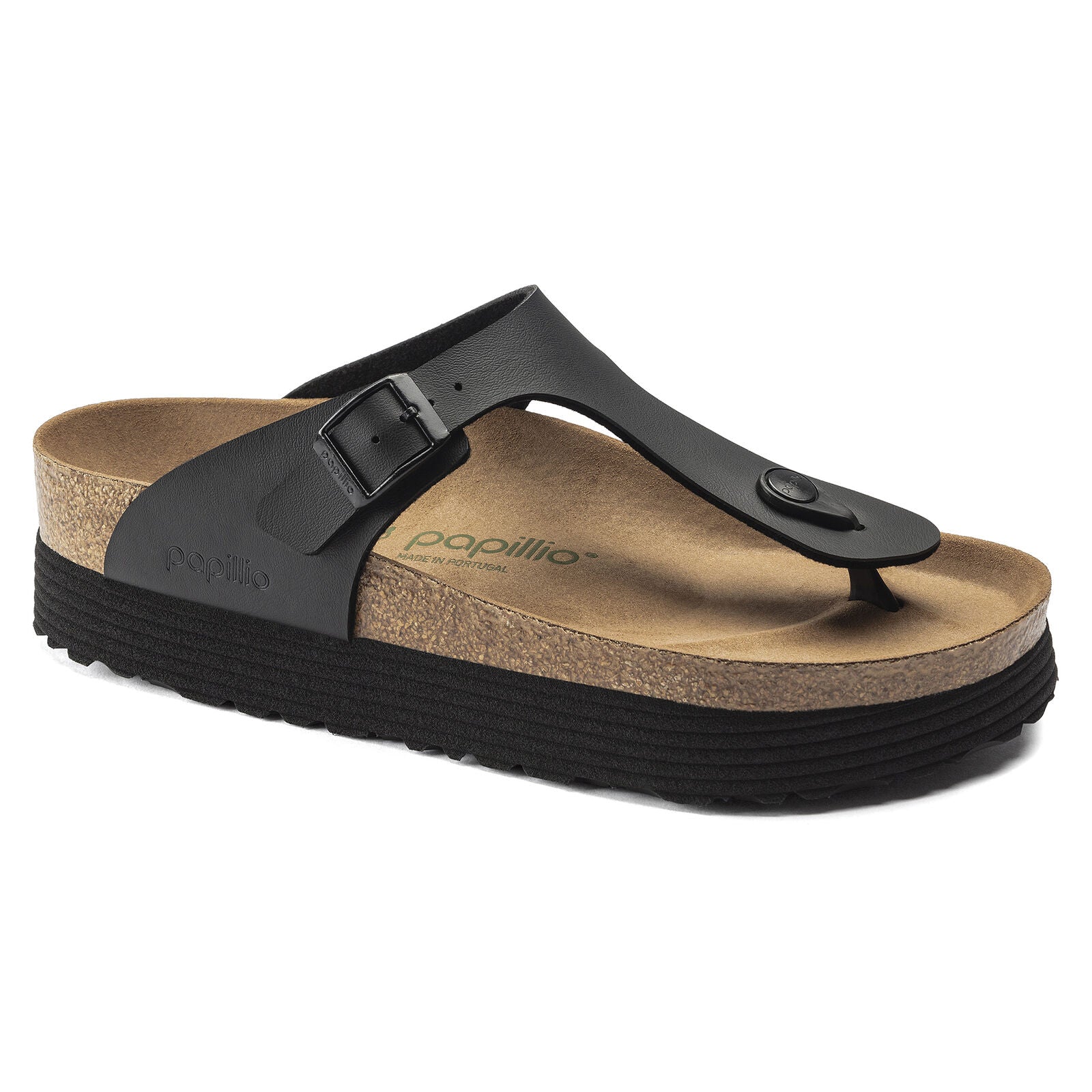 Birkenstock, Gizeh Platform Vegan Birko-Flor Wide Width, Women, Black