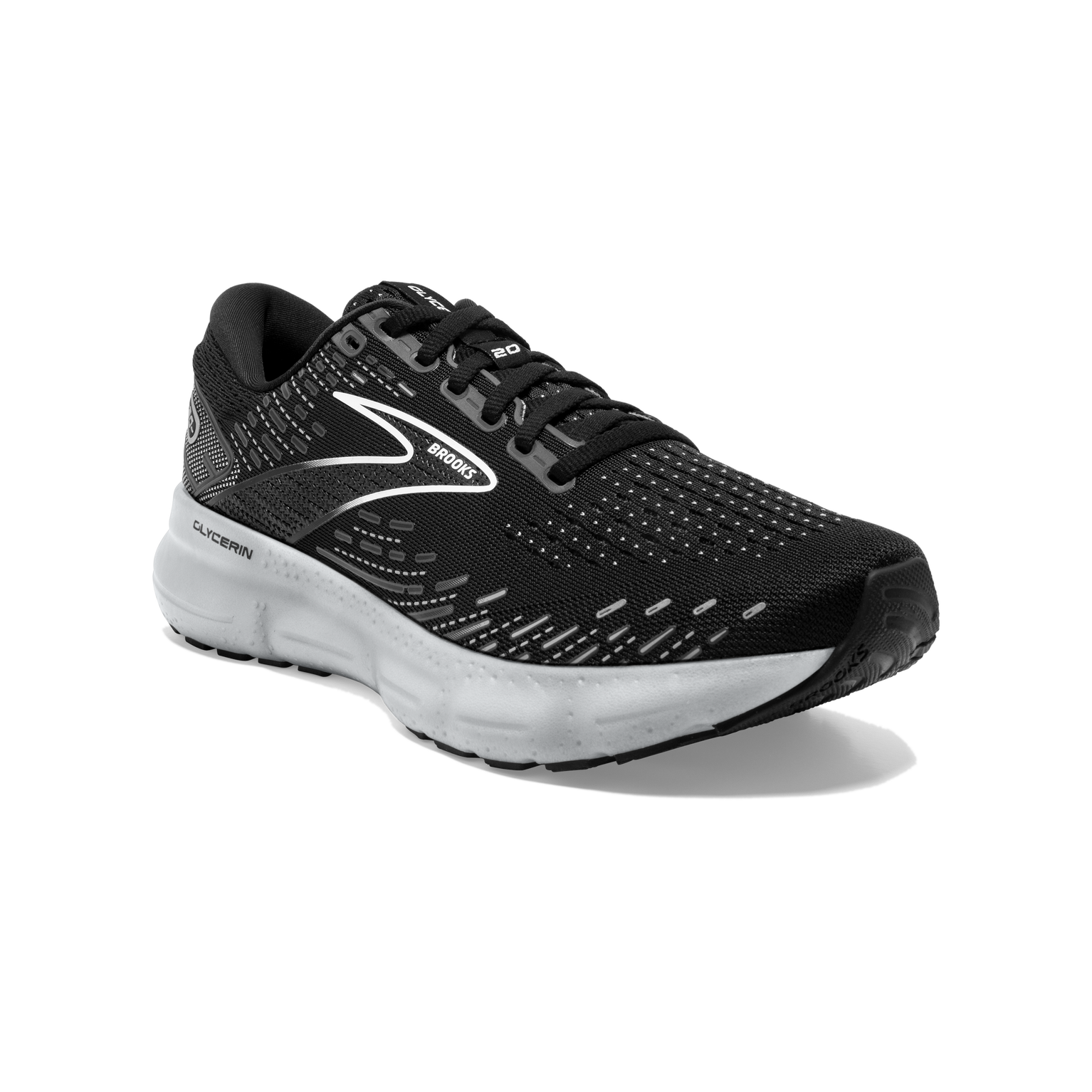 Brooks, Glycerin 20, Women, Black/White/Alloy 