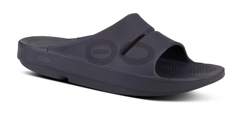 Oofos,  OOahh Sport Slide Sandal, Unisex, Black Matte (MATBLK)
