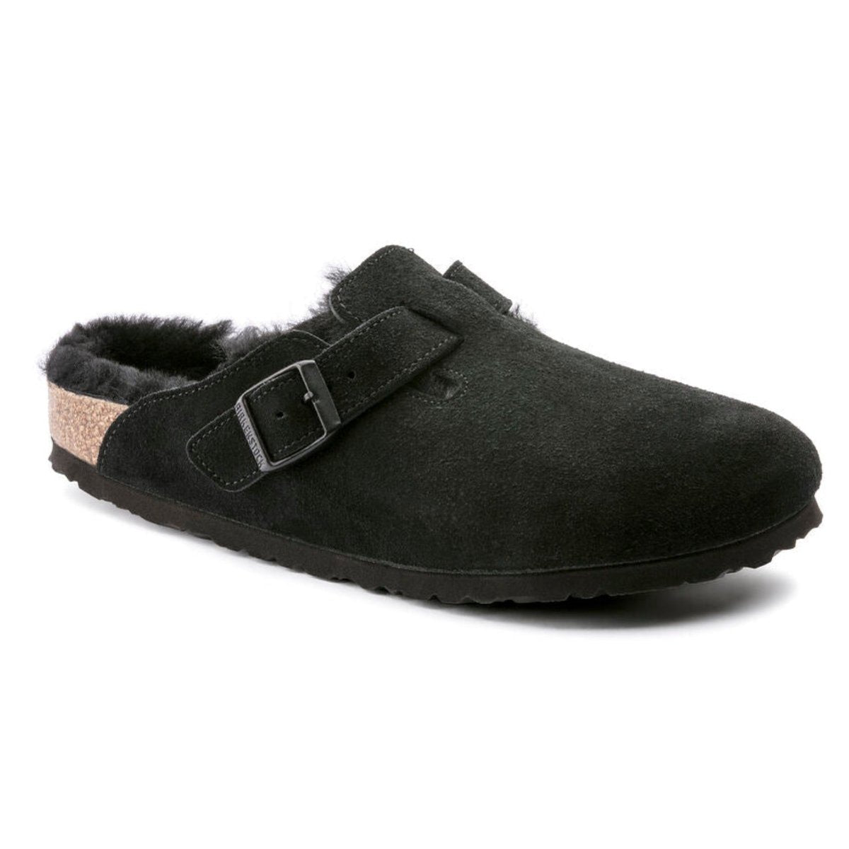 Birkenstock, Boston Shearling Suede Leather Regular Width, Unisex, Black