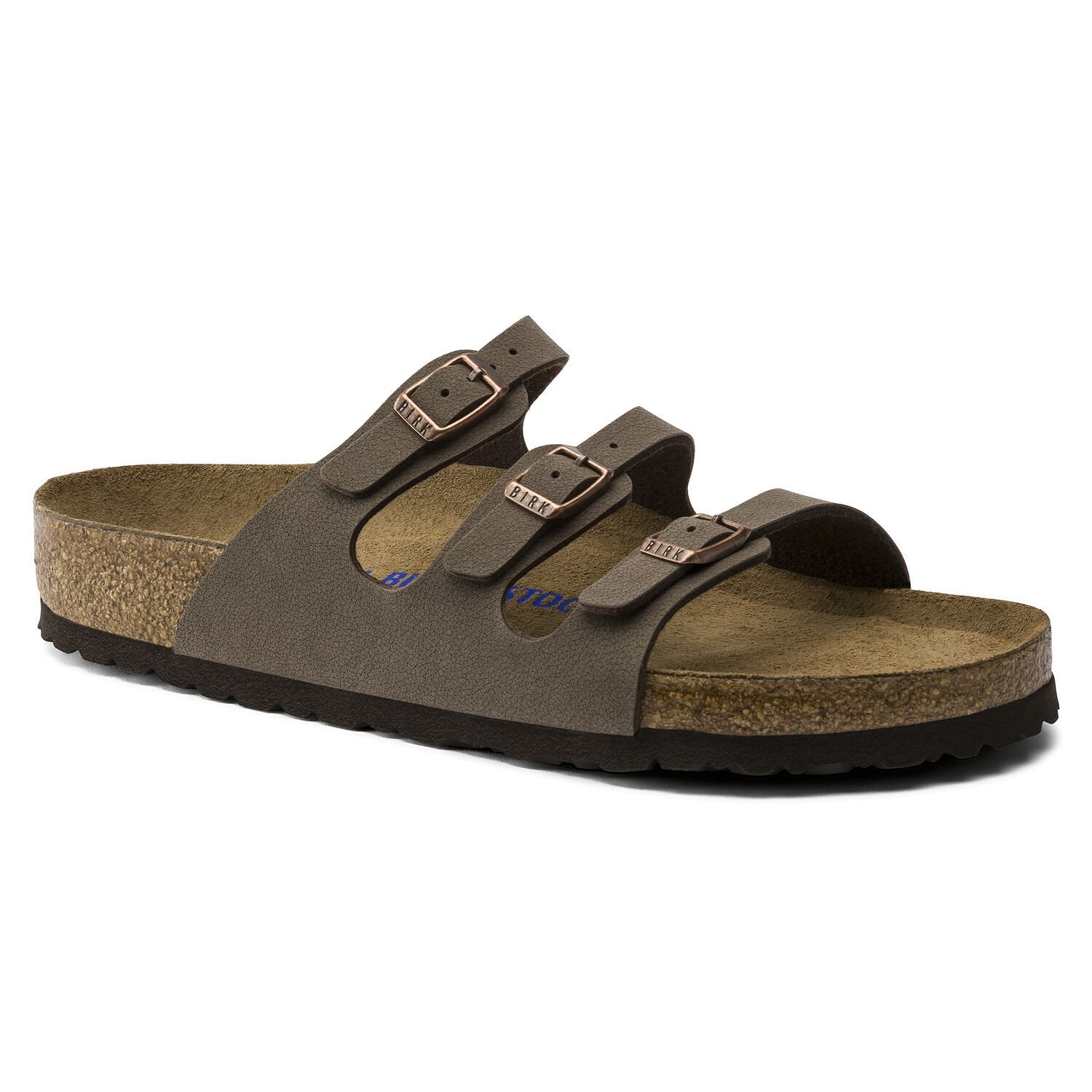 Birkenstock, Florida Soft Footbed Birkibuc Wide Width, Unisex, Mocha