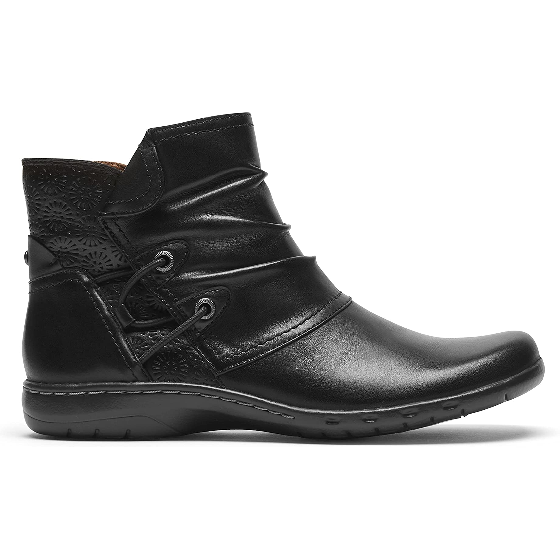 Cobb Hill, Penfield Ruched Boot, Women, Black Leather