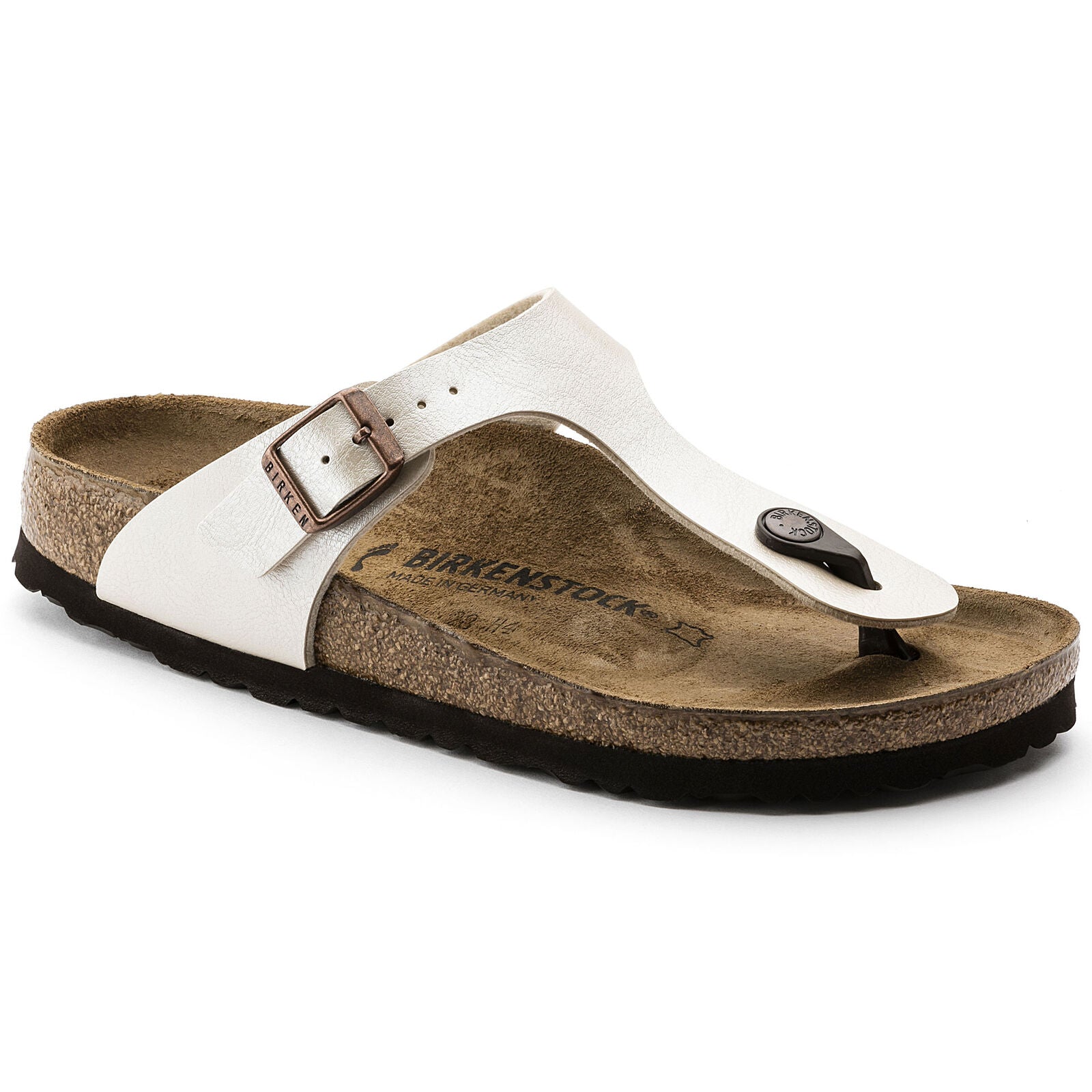 Birkenstock, Gizeh Birko-Flor Wide Width, Women, Graceful Pearl White