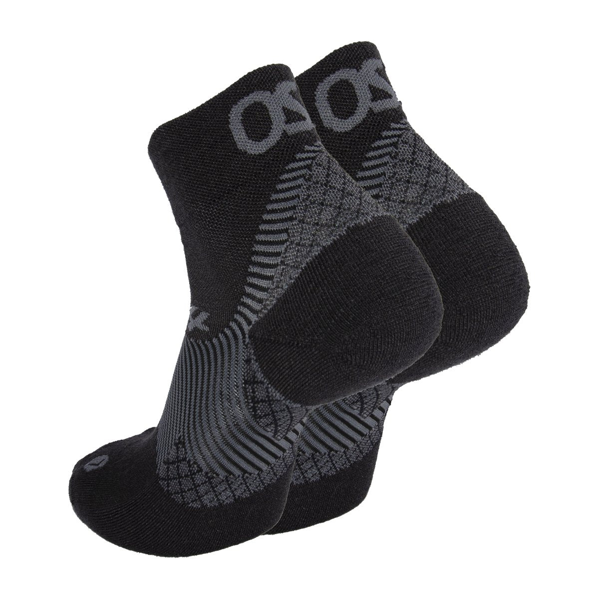 Os1st, FS4 Merino Plantar Fasciitis Compression Quarter Socks, Unisex, Black