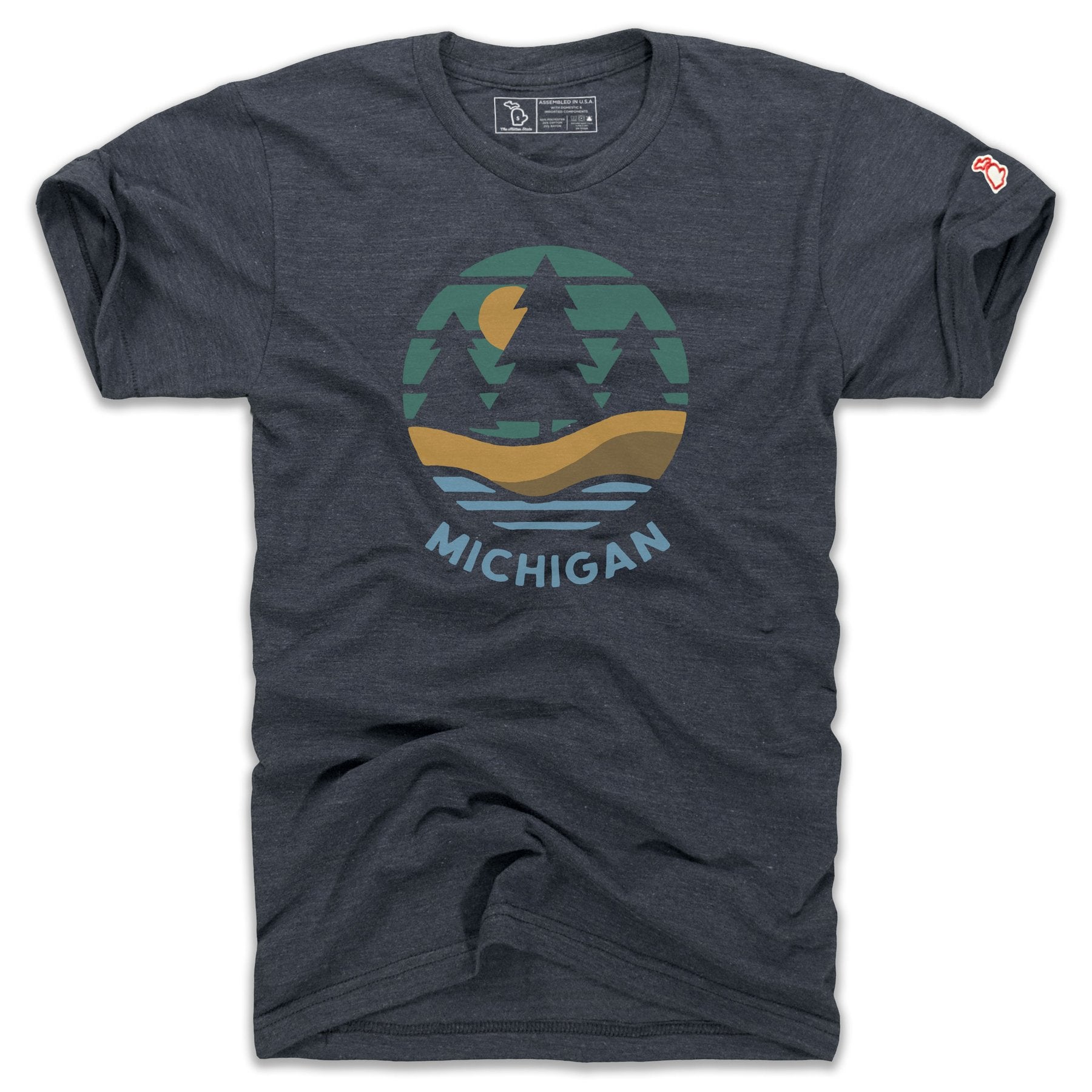 The Mitten State, Michigan Shoreline, Unisex, Heather Vintage Navy (HN)