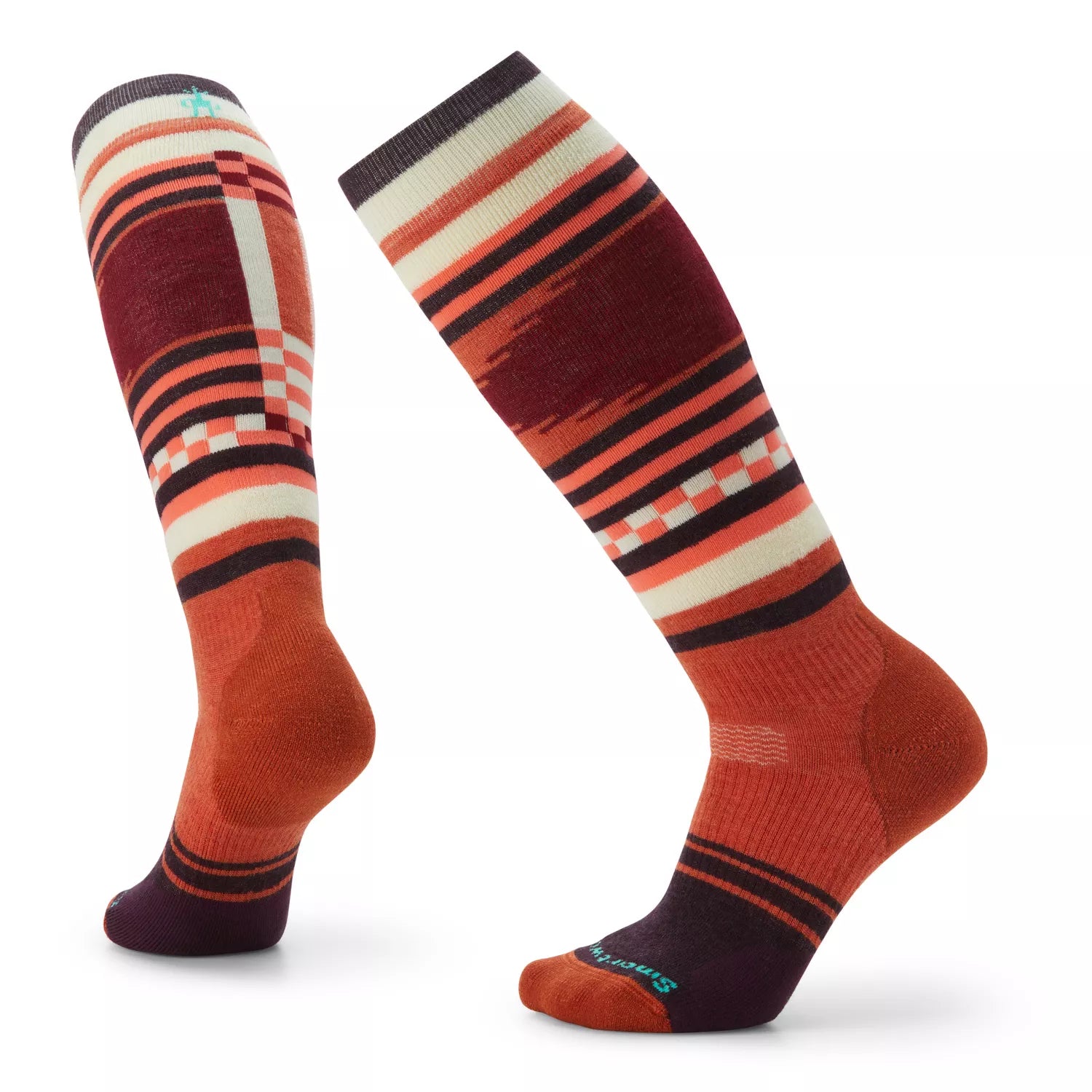 Smartwool, Snowboard Full Cushion Pattern Over The Calf Socks, Women, Pattern Orange Rust Heather (J31)