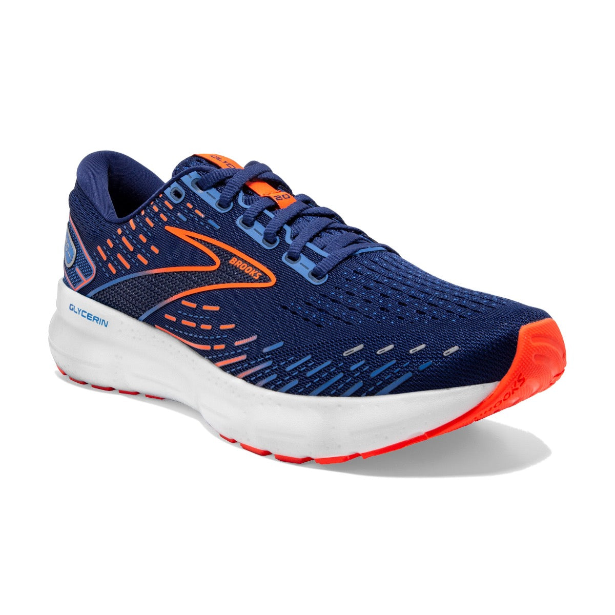 Brooks, Glycerin 20 Wide, Men, Blue Depths/Palace Blue/Orange