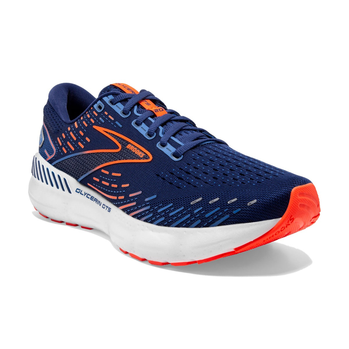 Brooks, Glycerin GTS 20 Wide, Men, Blue Depths/Palace Blue/Orange