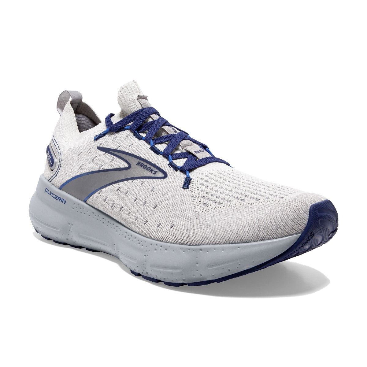 Brooks, Glycerin StealthFit 20, Men, Oyster/Alloy/Blue Depths 