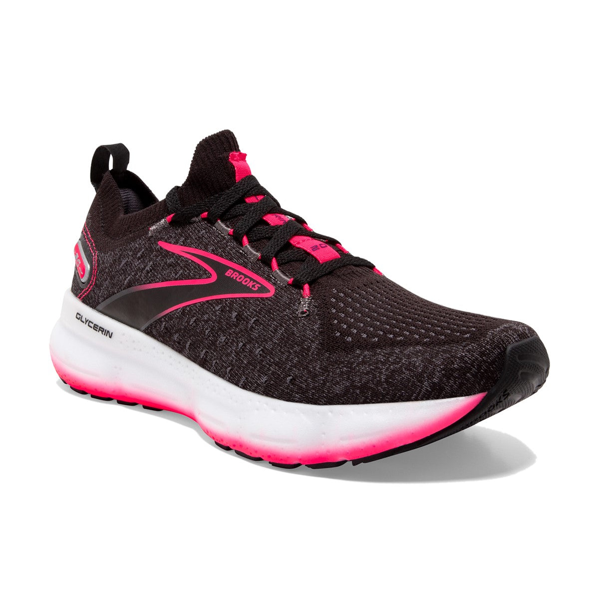 Brooks, Glycerin StealthFit 20, Women, Black/Blackened Pearl/Diva Pink