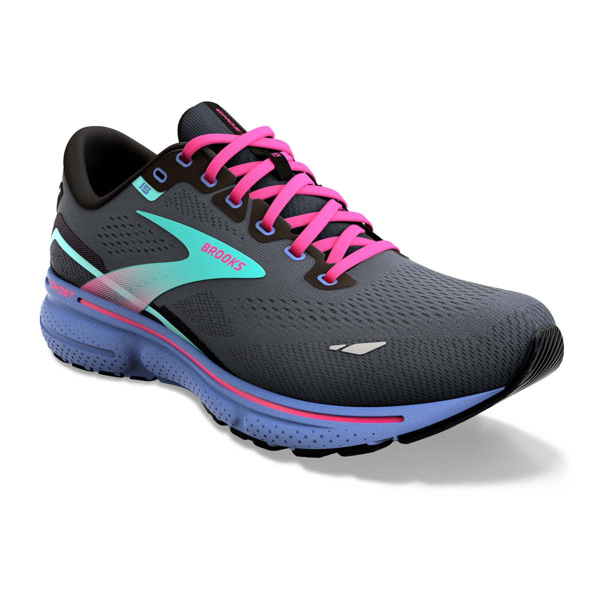 Brooks, Ghost 15, Women, Black/Blue/Aruba 