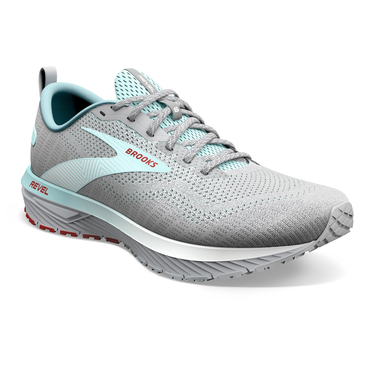 Brooks, Revel 6, Women, Oyster Mushroom/Alloy/Blue