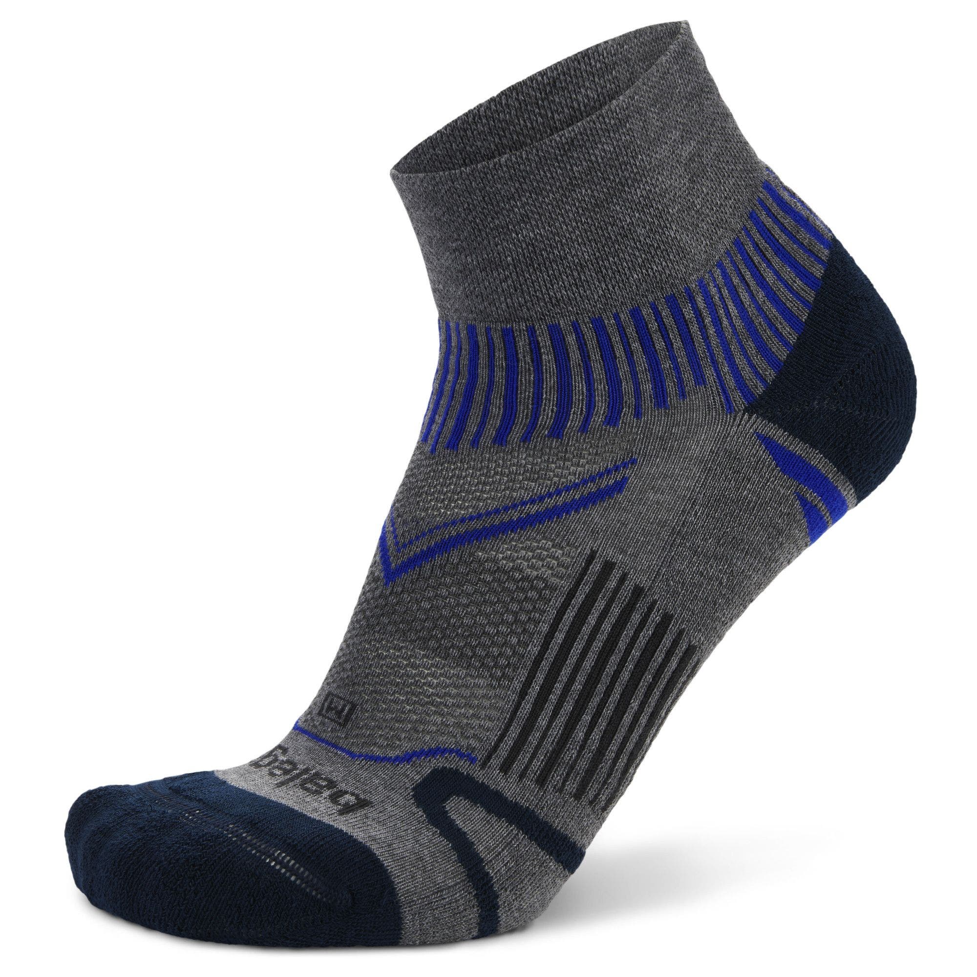 Balega, Enduro Quarter Running Socks, Unisex, Grey Heather / Ink (3366)