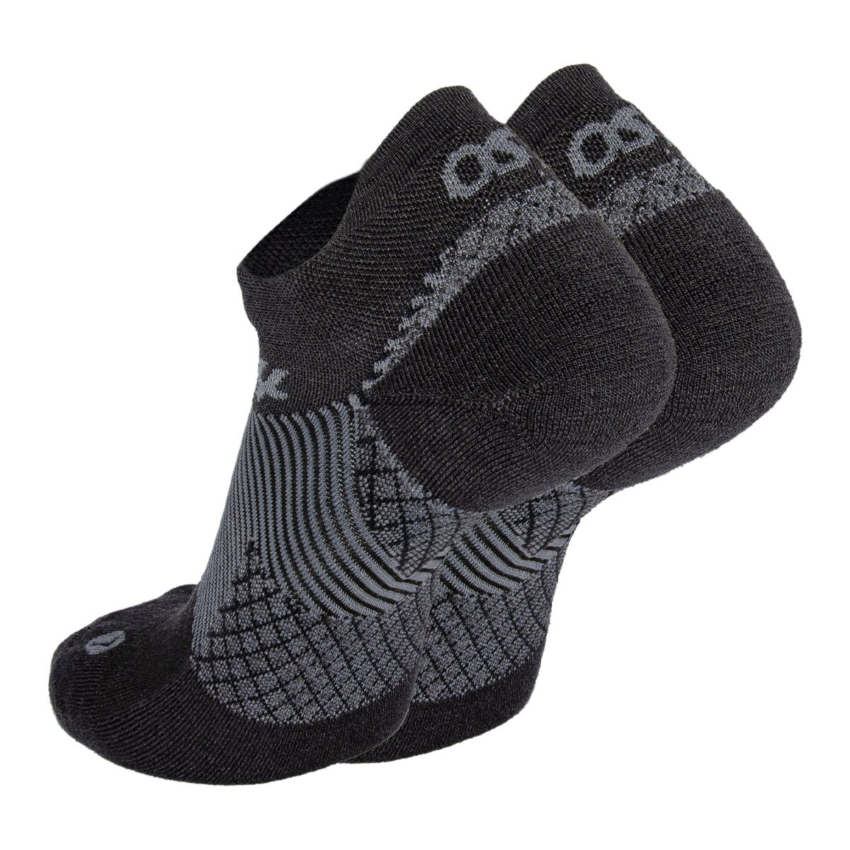 Os1st, FS4 Merino Plantar Fasciitis Compression No Show Double Tab Socks, Unisex, Black