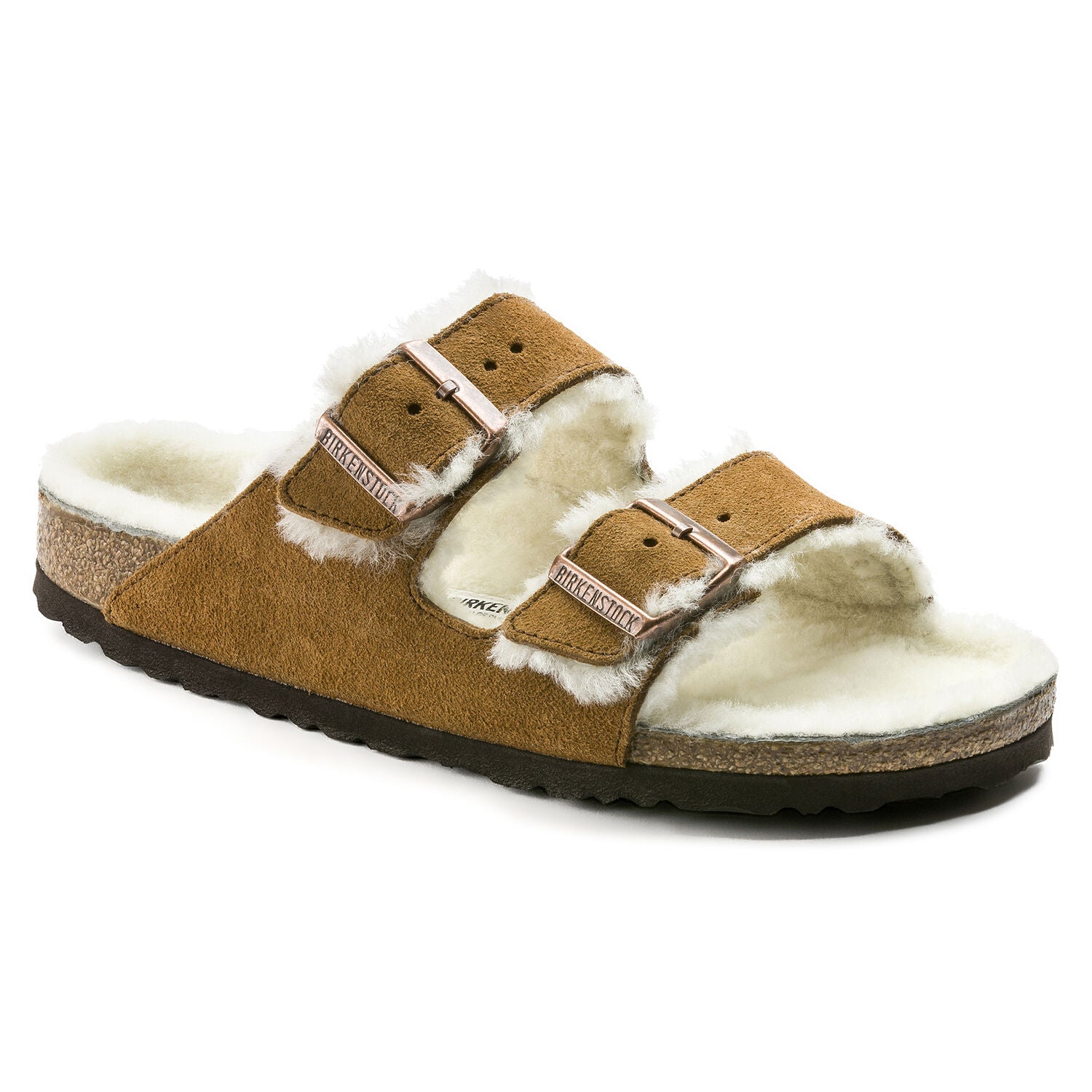 Birkenstock, Arizona Shearling Suede Leather Narrow Width, Unisex, Mink