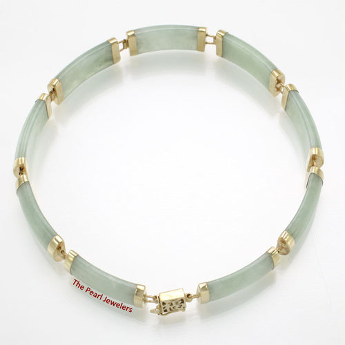 Amazon.com: 14k Gold Natural Green Jade Bead Bracelet, 7.5