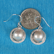 Load image into Gallery viewer, 9100672-Sterling-Silver-Cubic-Zirconia-Pink-Cultured-Pearls-Beautiful-Hook-Earrings