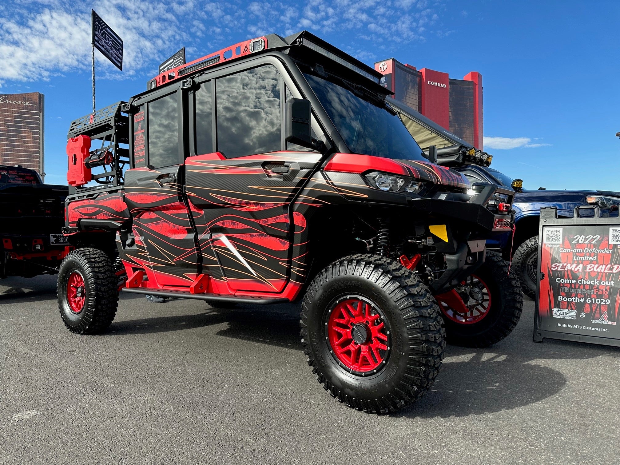 2023 CanAm Defender Limited MAX Red / Black at SEMA 2022 Thumper Fab