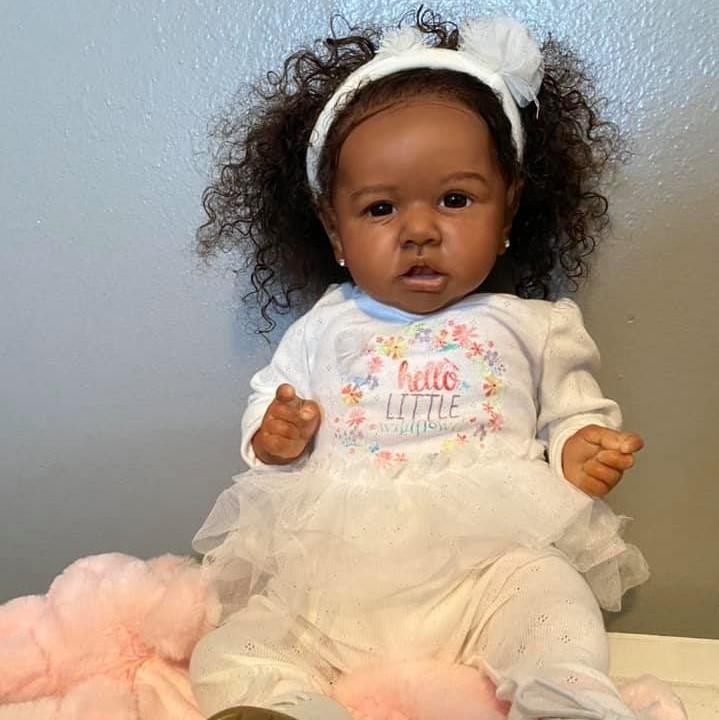 black reborn babies with long hair