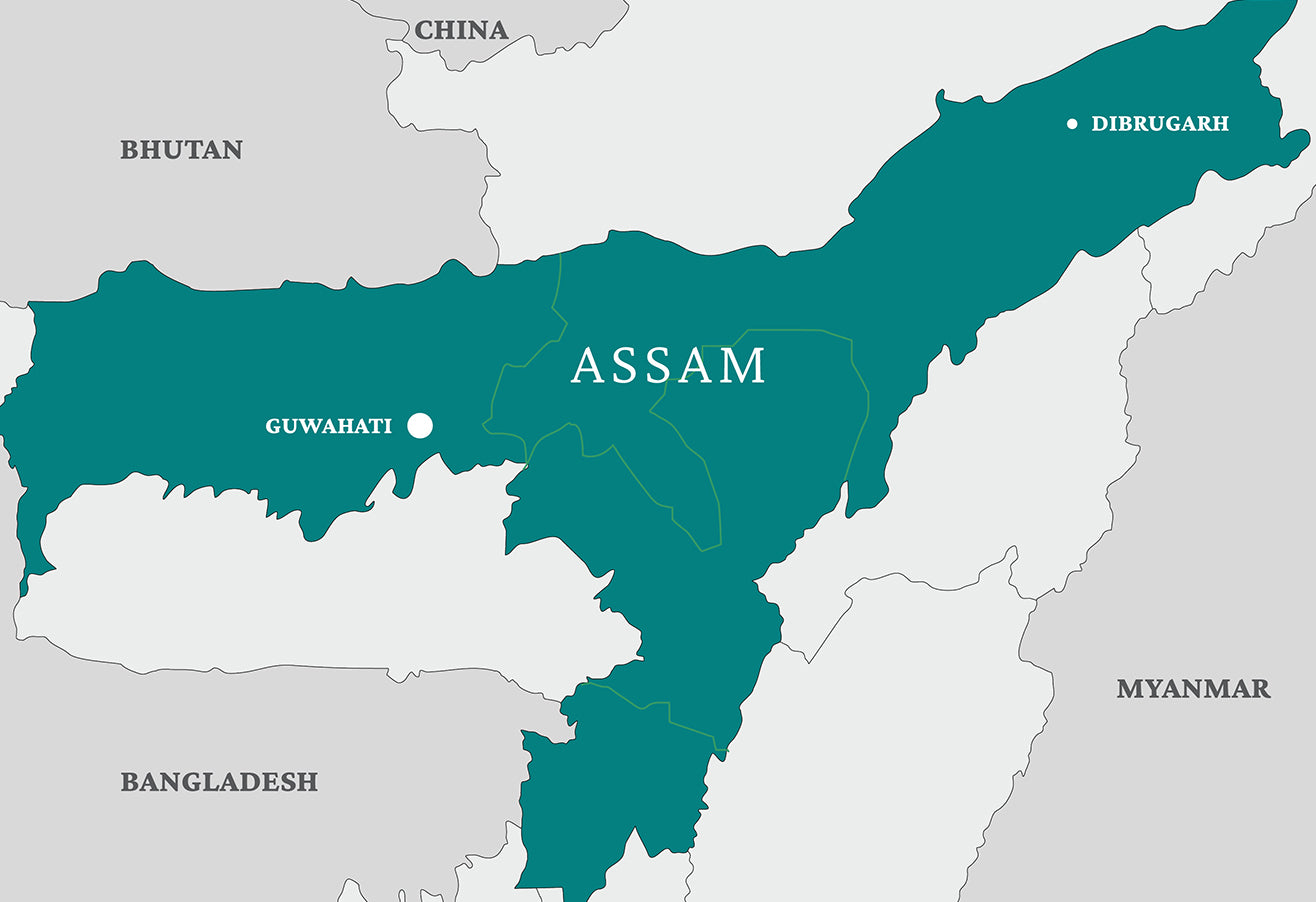 Map of the state of Assam in India