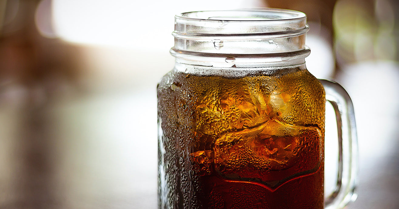 Mason jar filled with iced tea