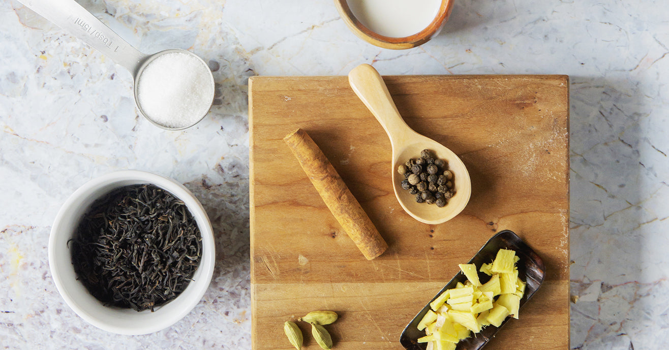 Top view of chai spices 