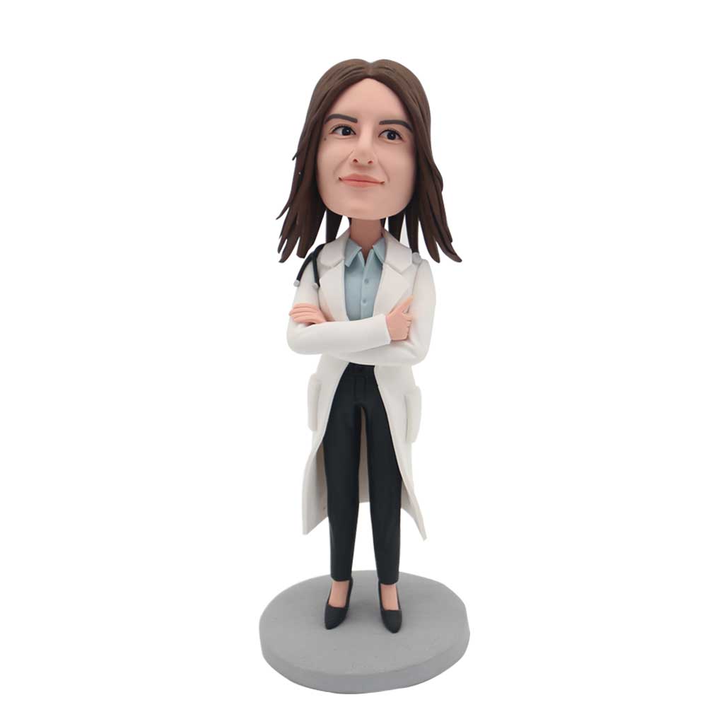 Crossed Arms Female Doctor Physician Custom Bobblehead