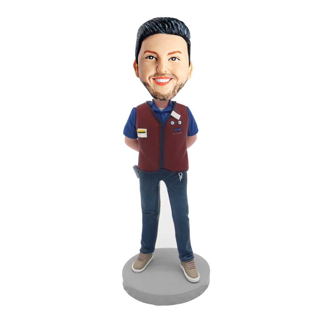 Shop Assistant In Uniform Custom Figure Bobblehead