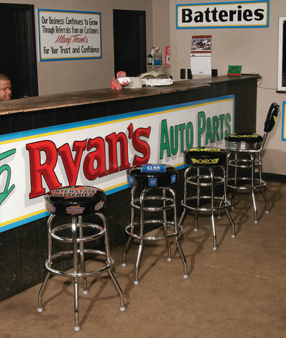 Auto Parts Counter with Bar Stools