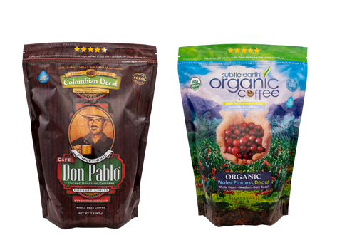 Subtle Earth Organic Decaf and Colombian Decaf. Both Delicious and available for you!