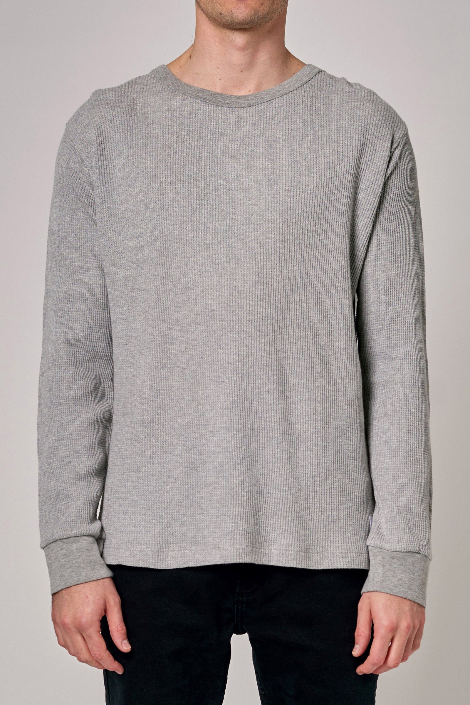 Buy Trade Waffle Long Sleeve Tee - Grey Marle Online | Rollas Jeans