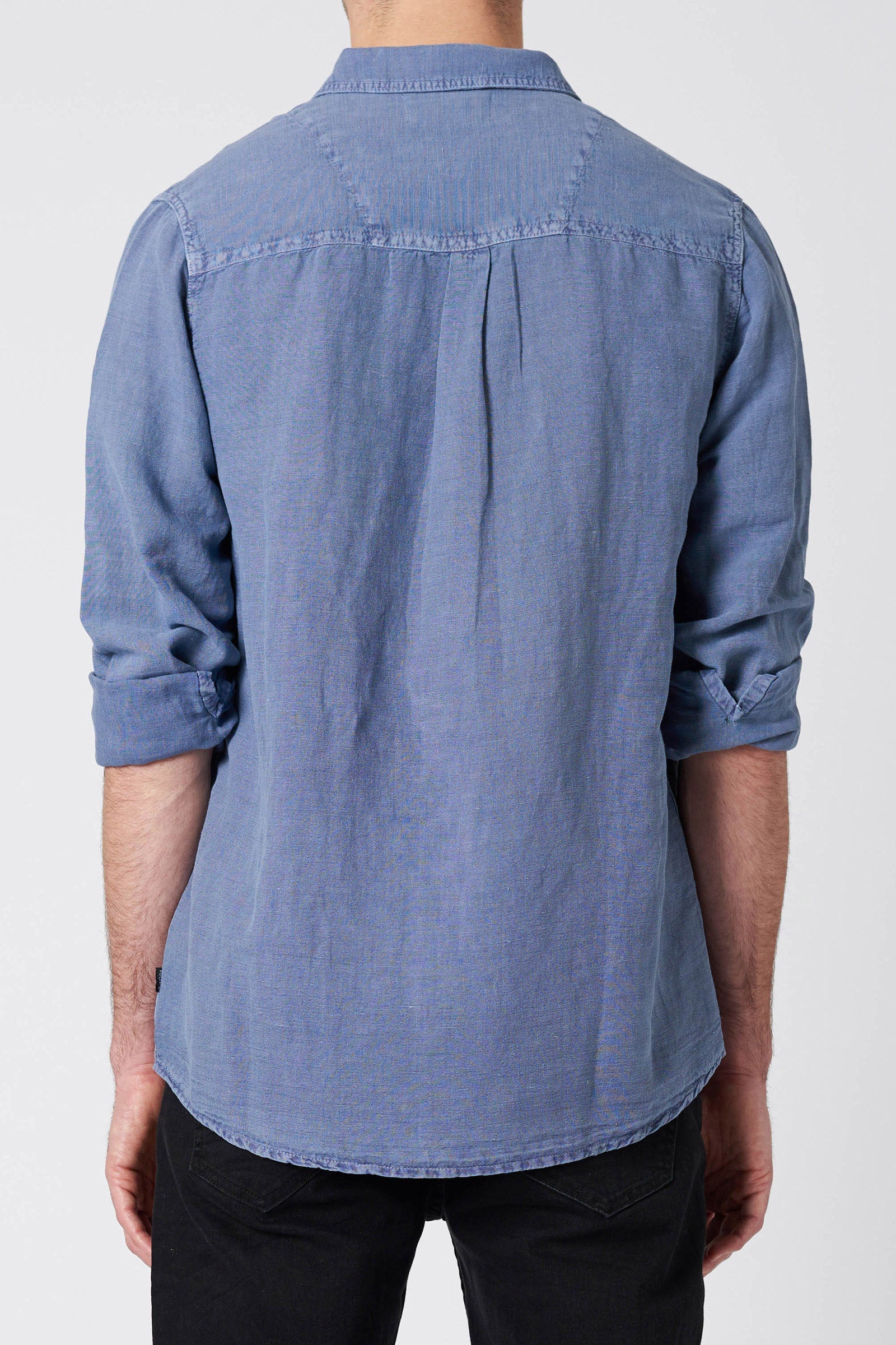 Buy Men At Work L/S Hemp Shirt - Denim Blue Online | Rollas Jeans