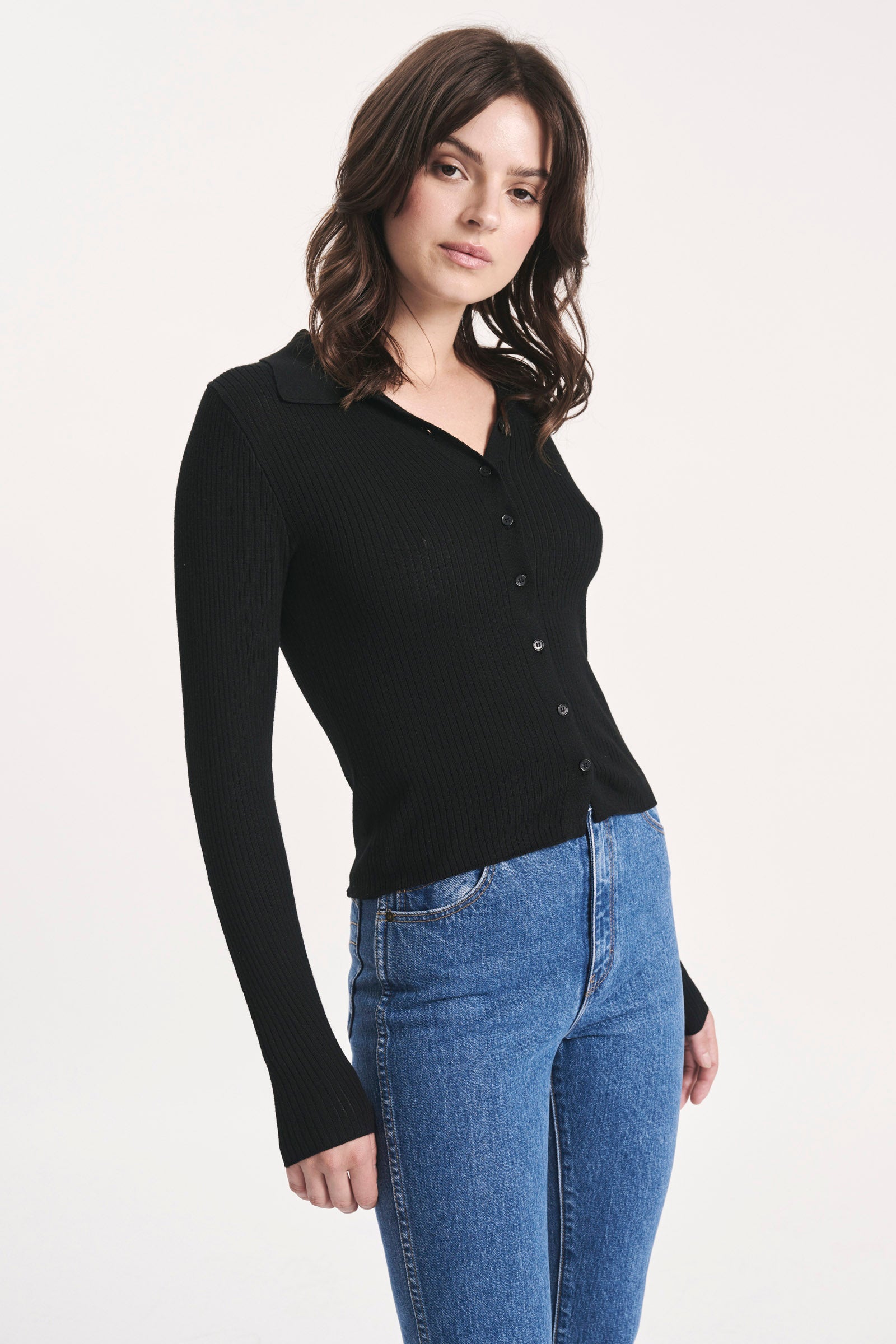 Caroline Knit Longsleeve Top - Black