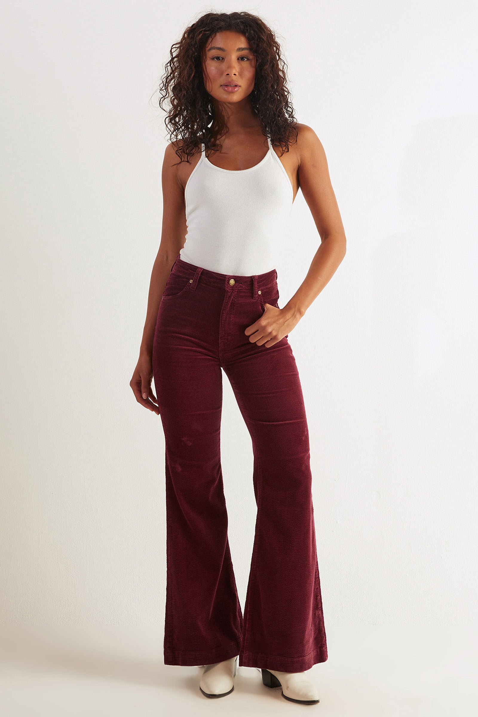 Buy Eastcoast Flare - Bordeaux Cord Online | Rollas Jeans