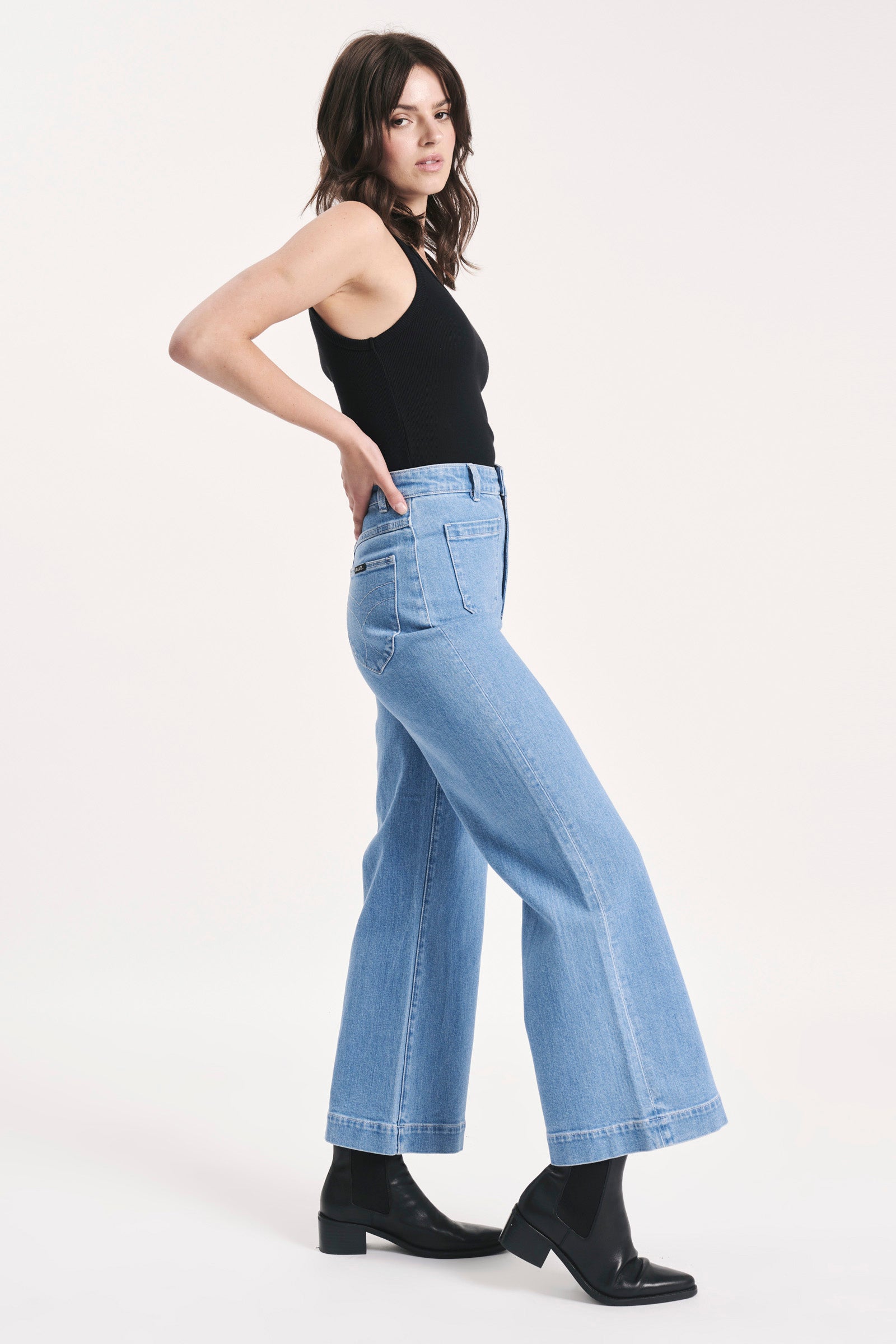 Sailor Jeans - Black Denim, Wide Leg, Sustainable Denim