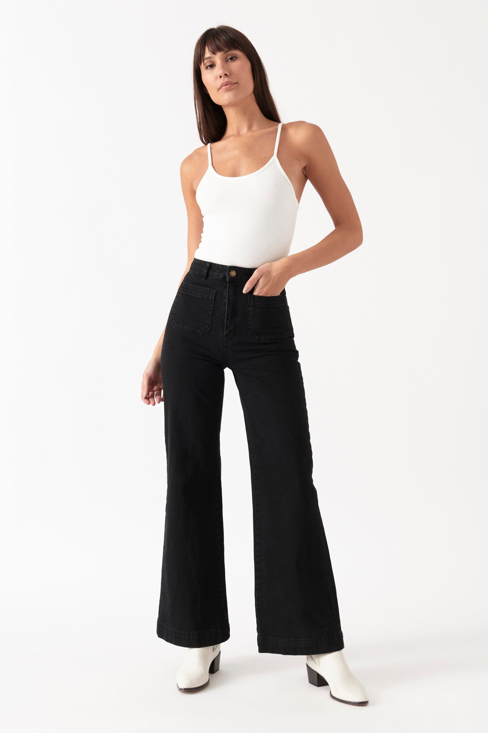 AVEC LES FILLES - High-Waisted Sailor Skinny Jeans