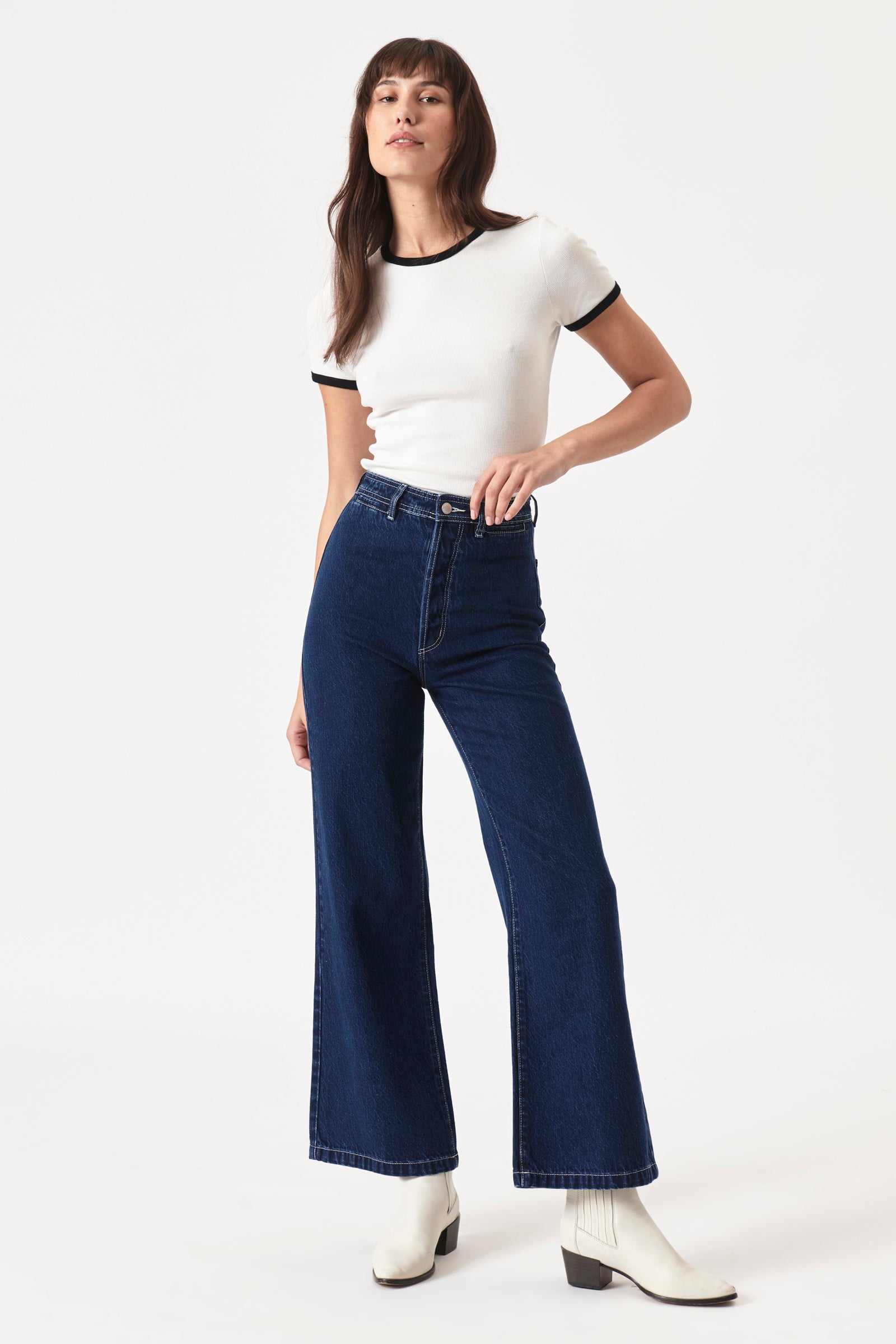 FRAME Sailor button-embellished high-rise wide-leg jeans | NET-A-PORTER