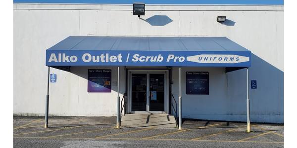 Alko outlet & Scrub Pro Uniforms store front in Essex, Maryland a part of Baltimore.