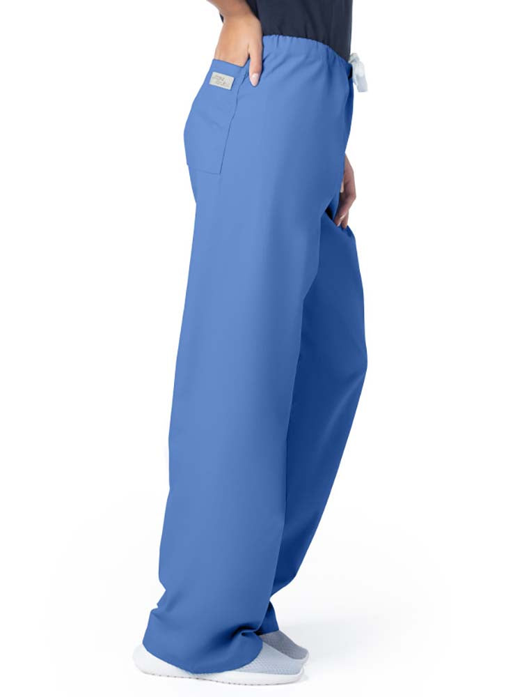 Teal Blue Mid Rise Straight Leg Women's Petite Drawstring Pants DK106P -  The Nursing Store Inc.