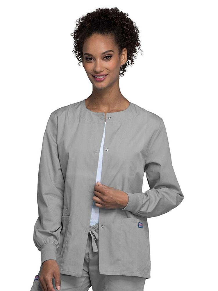 Clearance Professionals by Cherokee Workwear Women's Snap Front Warm-Up  Solid Scrub Jacket