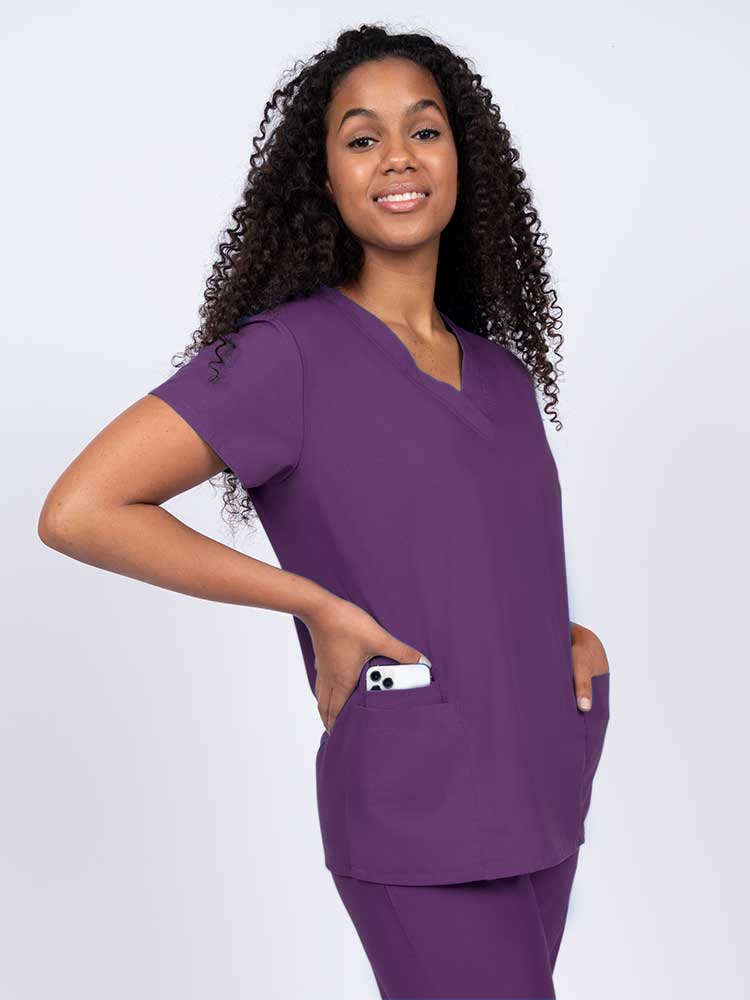 Luv Scrubs by MedWorks Women's V-neck Scrub Top | Eggplant – Scrub Pro ...