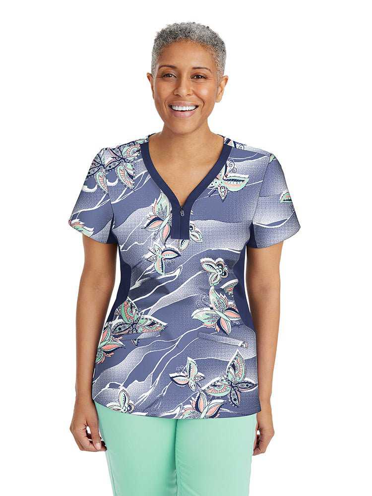 Clearance Purple Label by Healing Hands Women's Jessi Just Daisies Print  Scrub Top