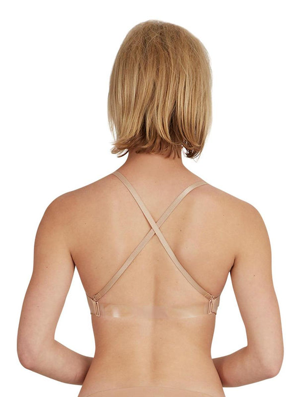 Capezio 3777W - Nude Deep Neck Clear Back Bra - Adult Sizes - Edee's Place