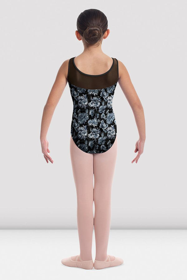 Bloch Theodora High Neck Floral Mesh Keyhole Back Tank Bodysuit