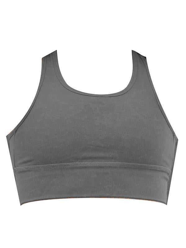 Competitive Racer Front Cut Out Back Crop Top in Grey