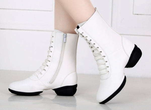 white marching boots