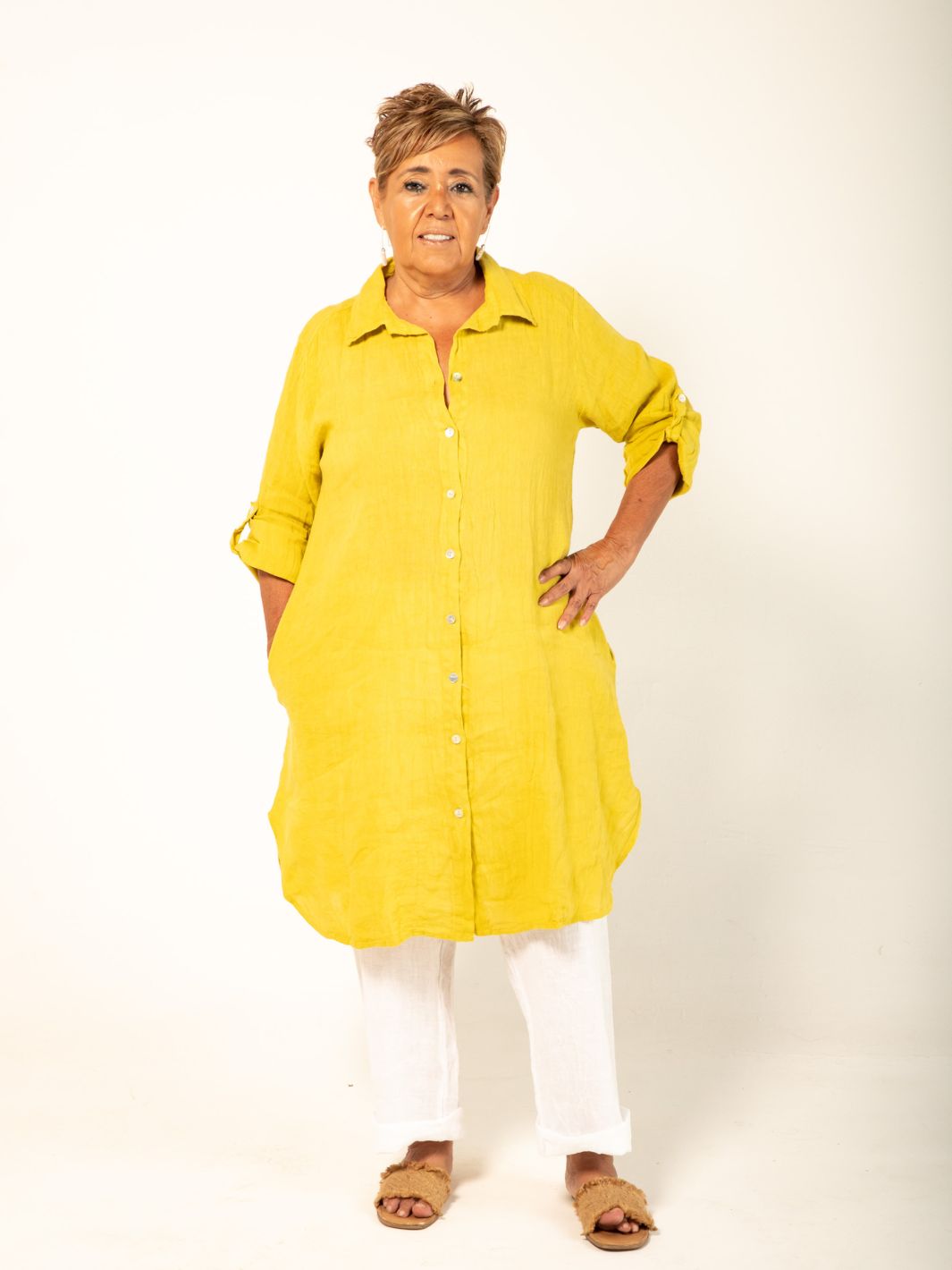 Tusci Shirt Dress, Mustard