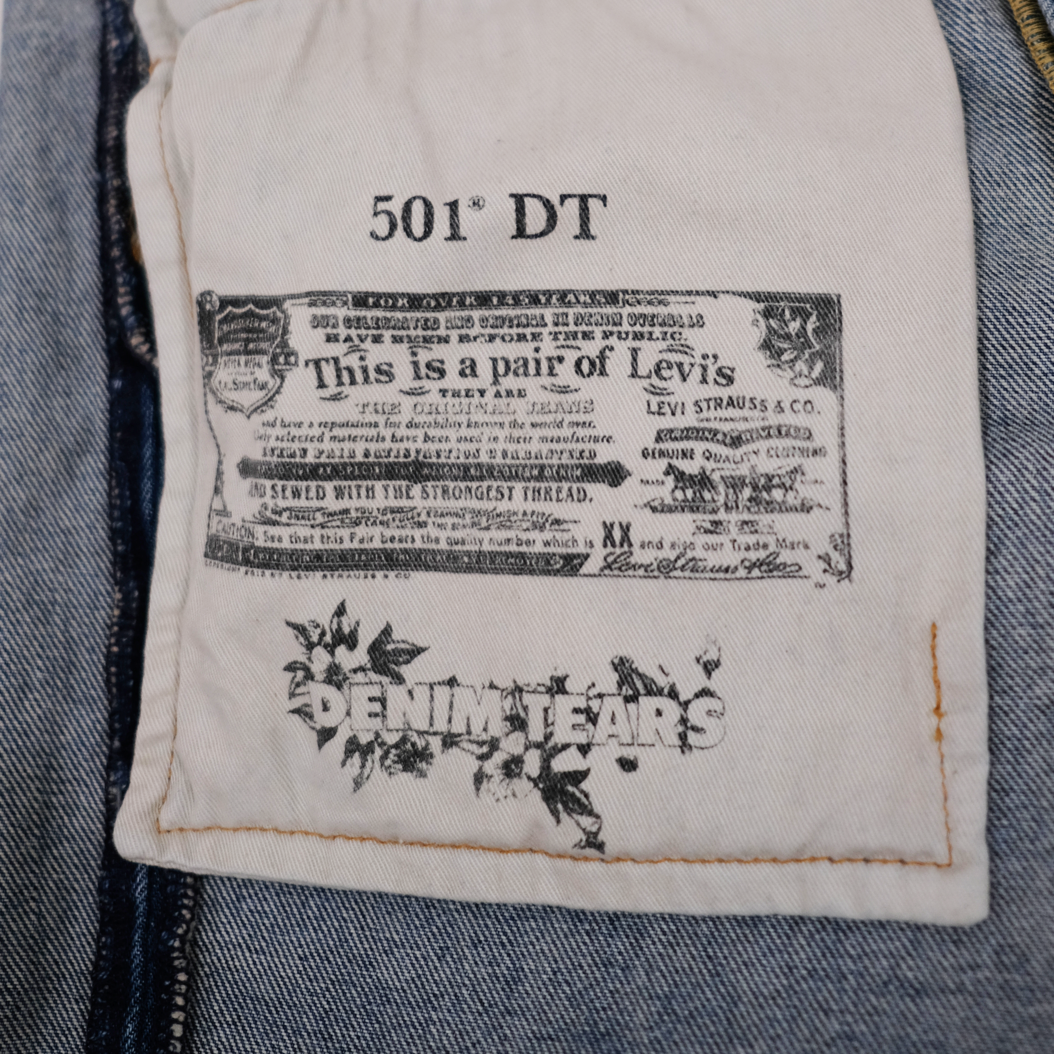 levis x Denimtears jeans with chain stitched cotton wreath embroidery  custom 'made to order' onlyinquire for details