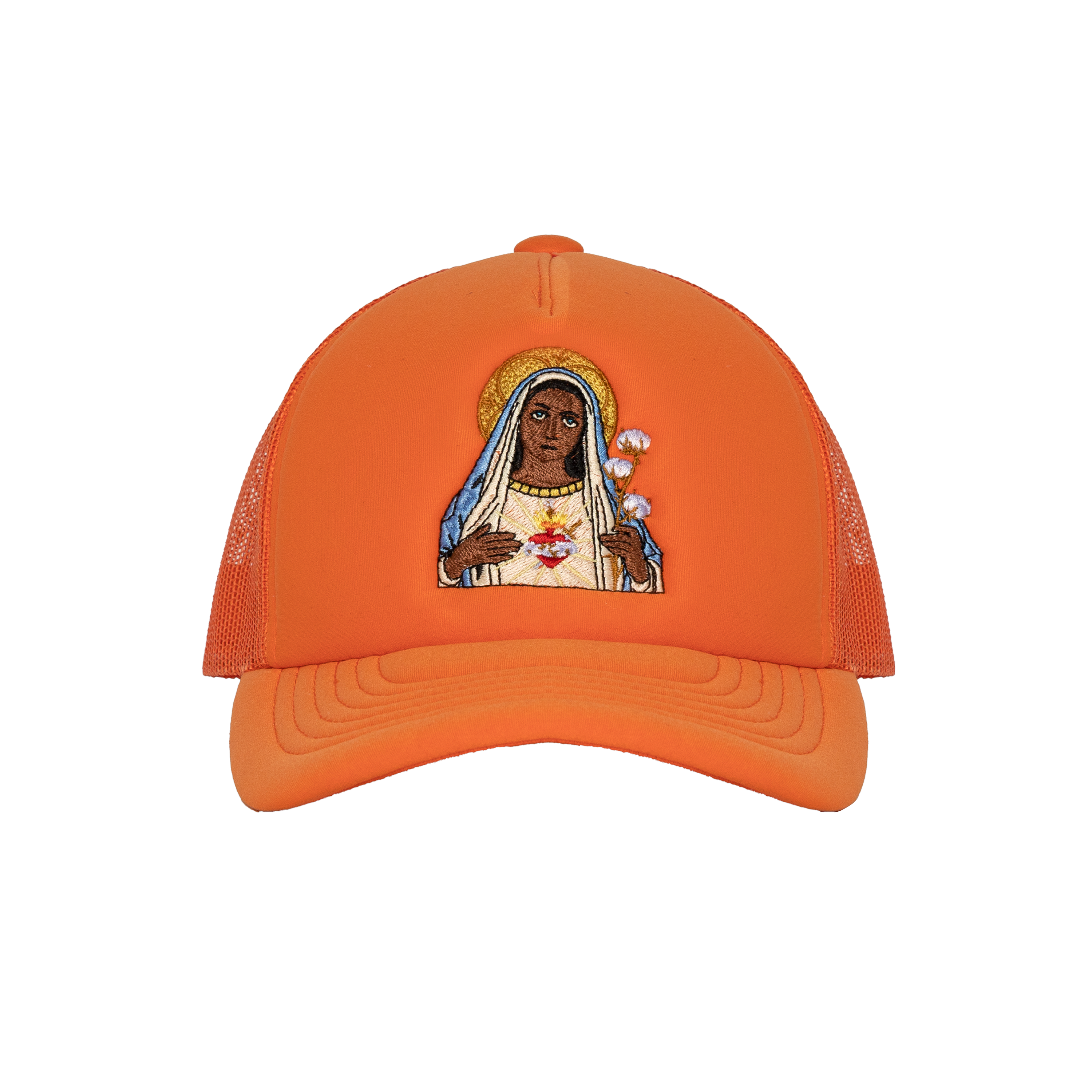 Black Madonna Orange Trucker Hat