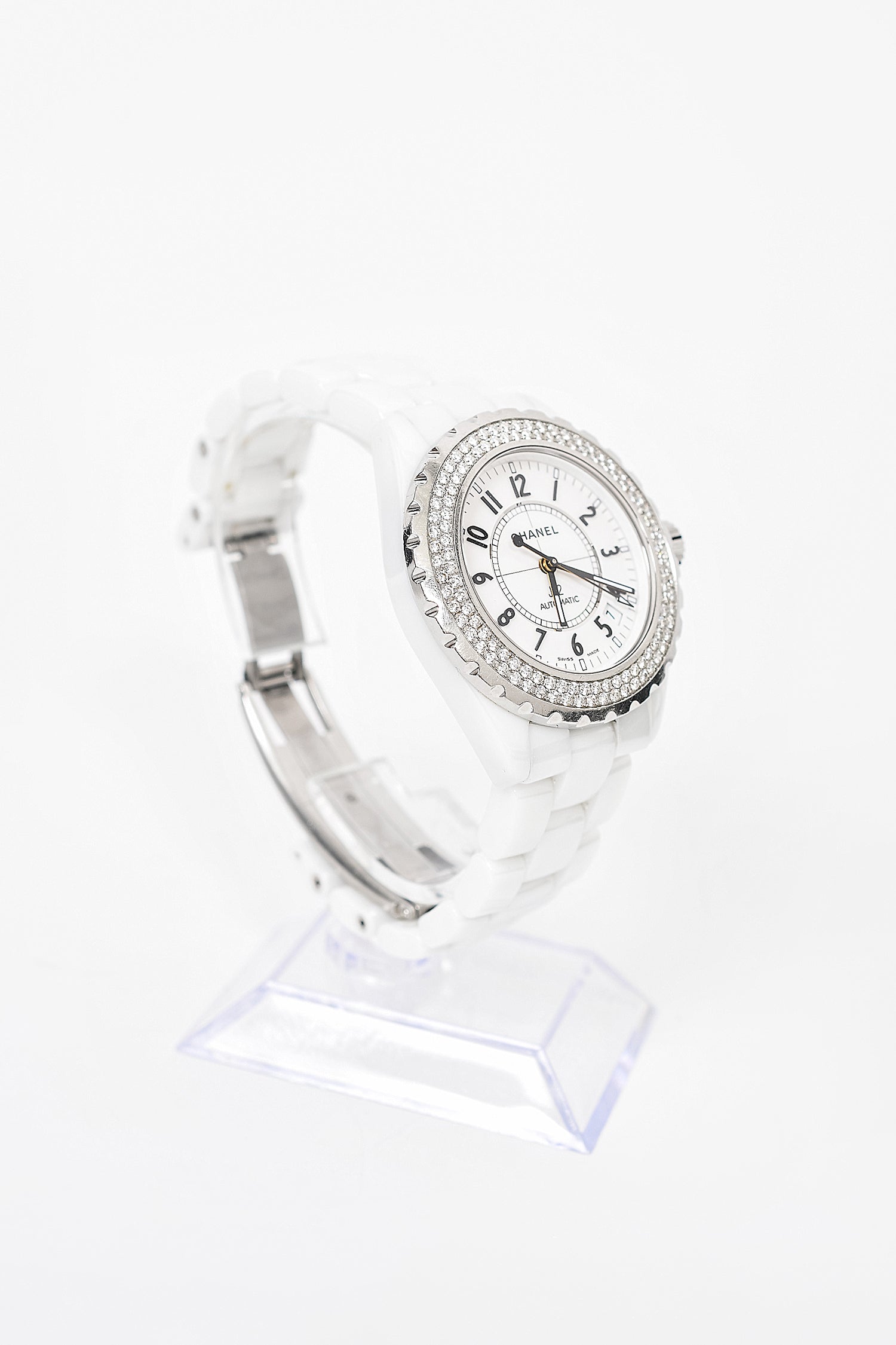Chanel Watch J12 XS White Ceramic Diamonds Steel  Jewelry Auction House